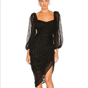 Astr the Label Black Athens Burnout Ruched “Midi” Dress